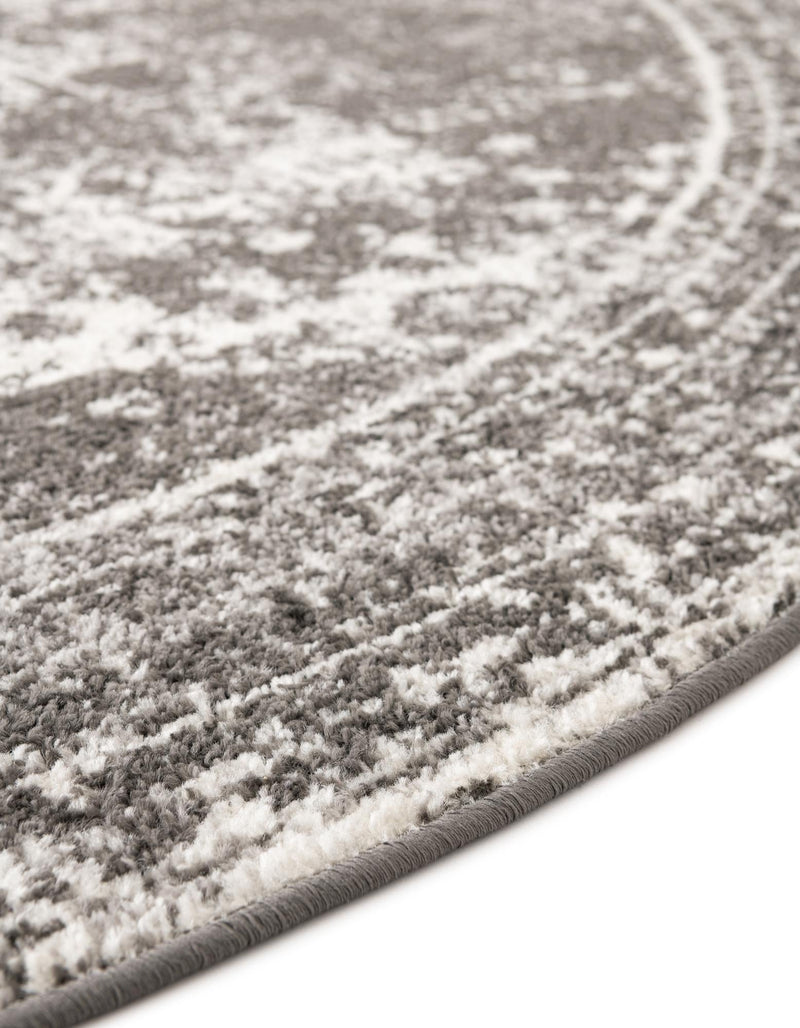 Dover Terrace Collection Area Rug - Lagoon (Dark Gray) Round Dark Gray lifestyle 10