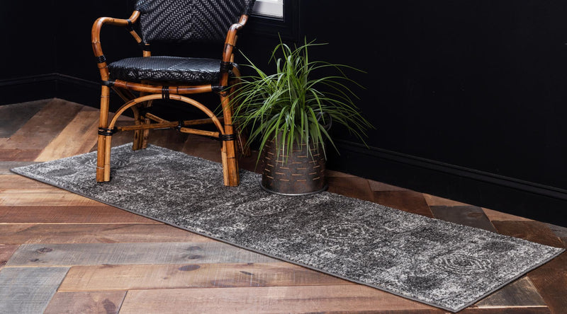 Dover Terrace Collection Area Rug - Lagoon (Dark Gray) Runner Dark Gray lifestyle 2