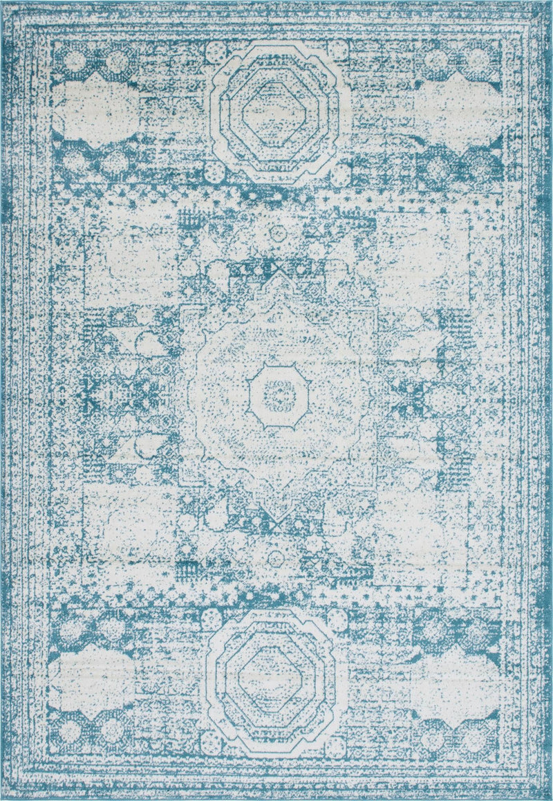 Dover Terrace Collection Area Rug - Lagoon (Turquoise) Rectangle Turquoise Main