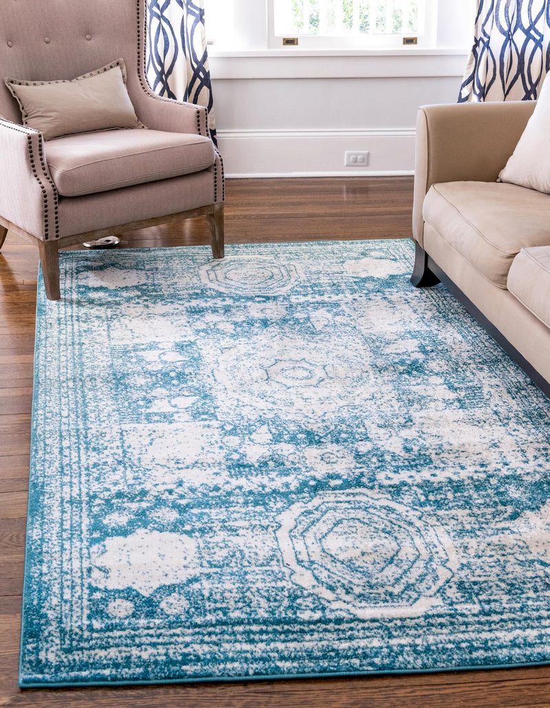 Dover Terrace Collection Area Rug - Lagoon (Turquoise) Rectangle Turquoise lifestyle 0