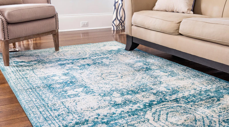 Dover Terrace Collection Area Rug - Lagoon (Turquoise) Rectangle Turquoise lifestyle 1