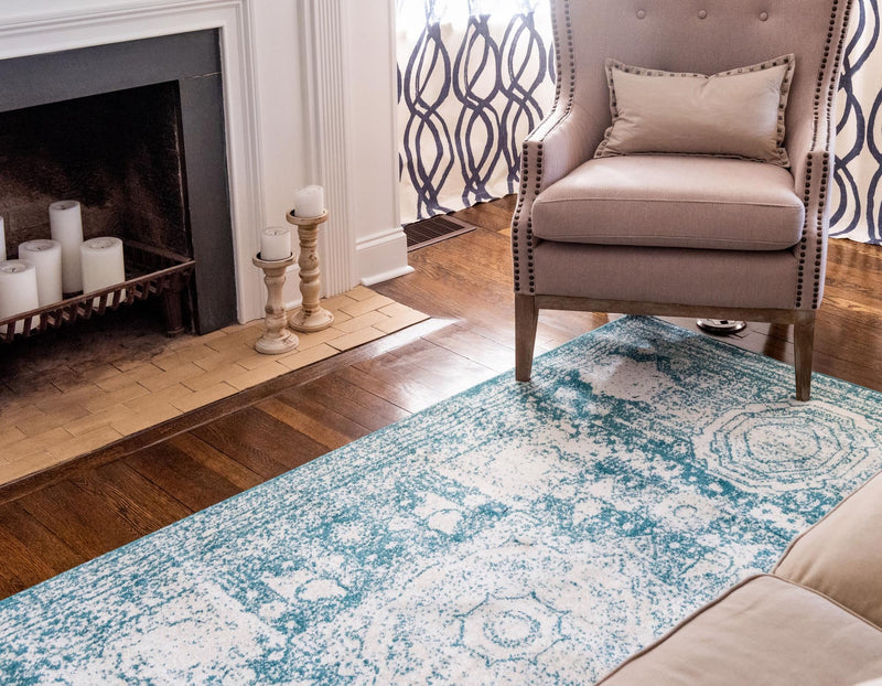 Dover Terrace Collection Area Rug - Lagoon (Turquoise) Rectangle Turquoise lifestyle 9