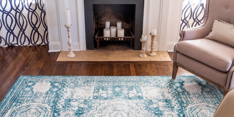 Dover Terrace Collection Area Rug - Lagoon (Turquoise) Rectangle Turquoise lifestyle 10