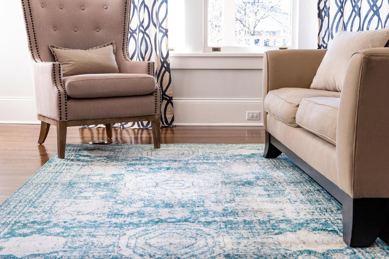 Dover Terrace Collection Area Rug - Lagoon (Turquoise) Rectangle Turquoise lifestyle 11