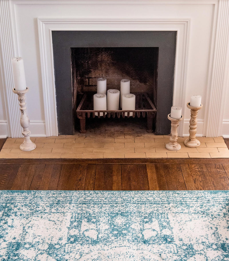 Dover Terrace Collection Area Rug - Lagoon (Turquoise) Rectangle Turquoise lifestyle 12
