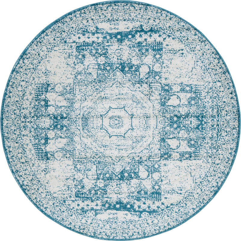 Dover Terrace Collection Area Rug - Lagoon (Turquoise) Round Turquoise Main