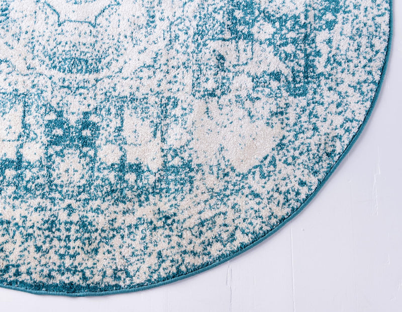 Dover Terrace Collection Area Rug - Lagoon (Turquoise) Round Turquoise lifestyle 7