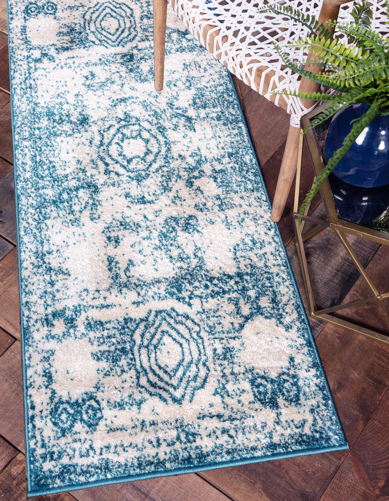 Dover Terrace Collection Area Rug - Lagoon (Turquoise) Runner Turquoise lifestyle 0
