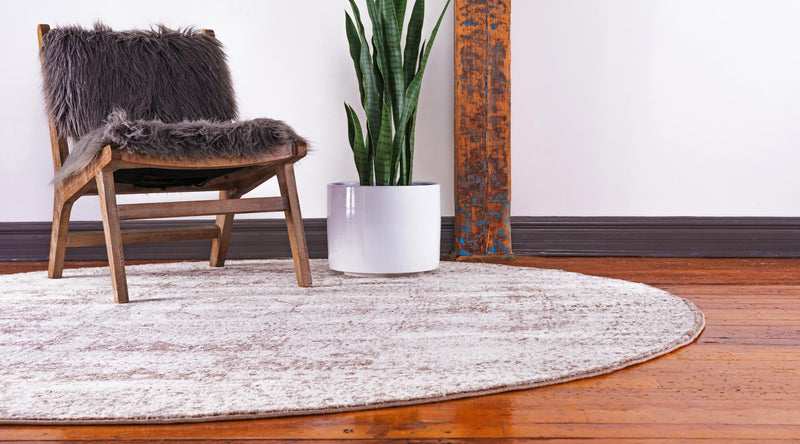 Dover Terrace Collection Area Rug - Lagoon (Light Brown) Round Light Brown lifestyle 4