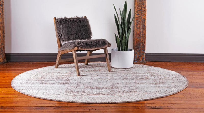 Dover Terrace Collection Area Rug - Lagoon (Light Brown) Round Light Brown lifestyle 7