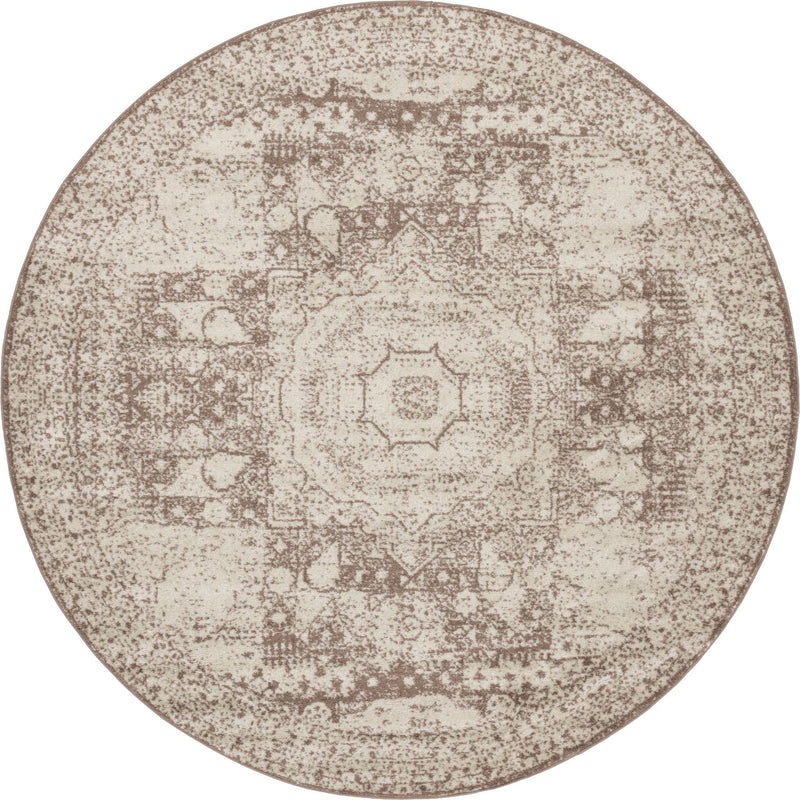 Dover Terrace Collection Area Rug - Lagoon (Light Brown) Round Light Brown Main