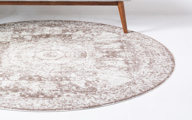 Dover Terrace Collection Area Rug - Lagoon (Light Brown) Round Light Brown lifestyle 5
