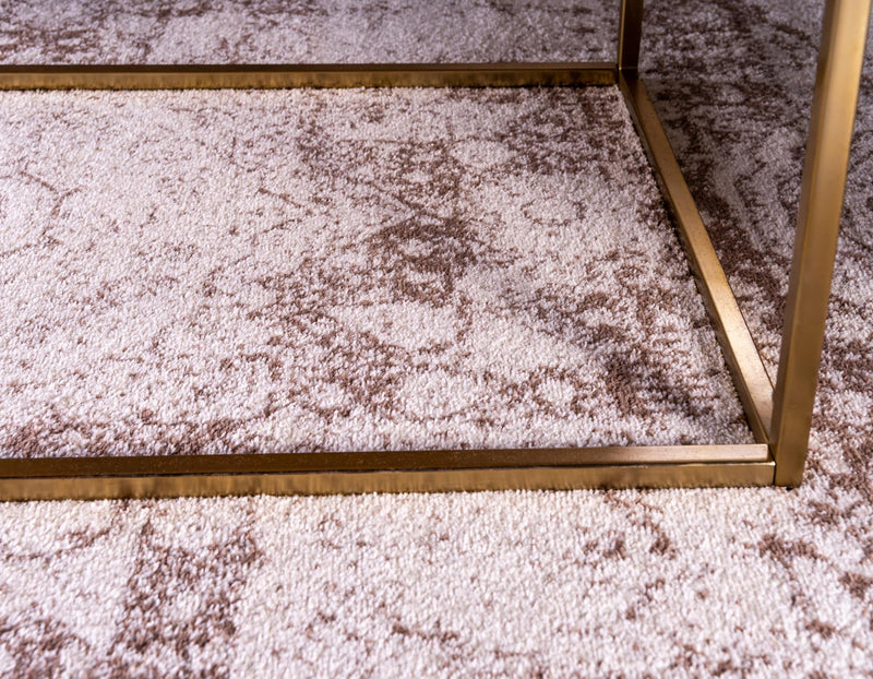 Dover Terrace Collection Area Rug - Lagoon (Light Brown) Round Light Brown lifestyle 12