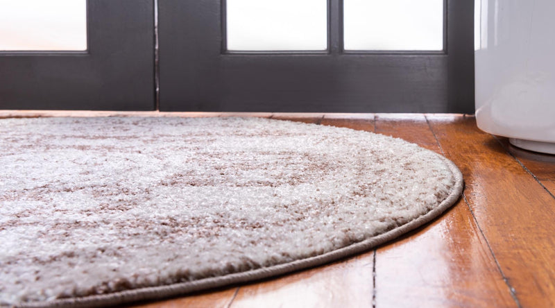 Dover Terrace Collection Area Rug - Lagoon (Light Brown) Round Light Brown lifestyle 6