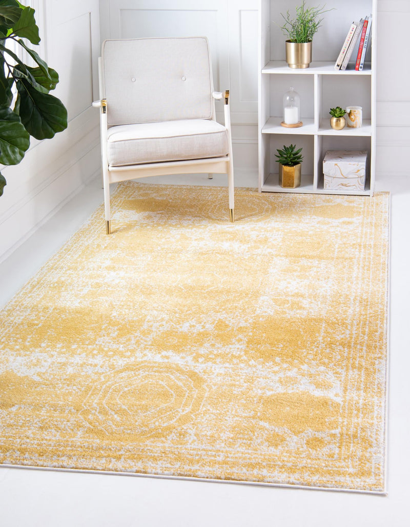 Dover Terrace Collection Area Rug - Lagoon (Yellow) Rectangle Yellow lifestyle 0