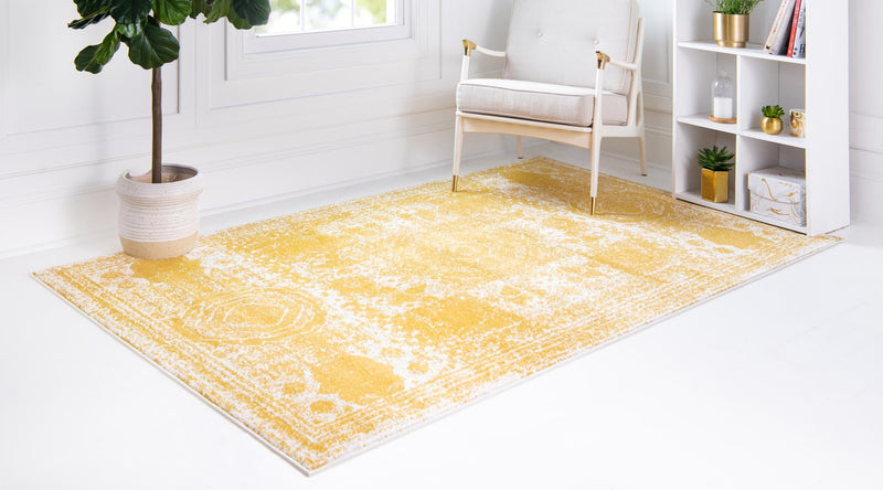 Dover Terrace Collection Area Rug - Lagoon (Yellow) Rectangle Yellow lifestyle 2