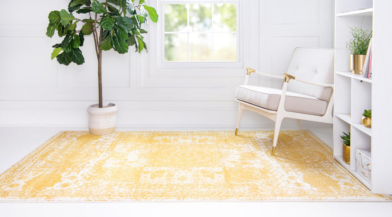 Dover Terrace Collection Area Rug - Lagoon (Yellow) Rectangle Yellow lifestyle 3
