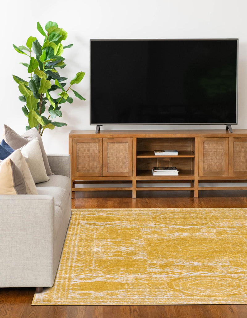Dover Terrace Collection Area Rug - Lagoon (Yellow) Rectangle Yellow lifestyle 5