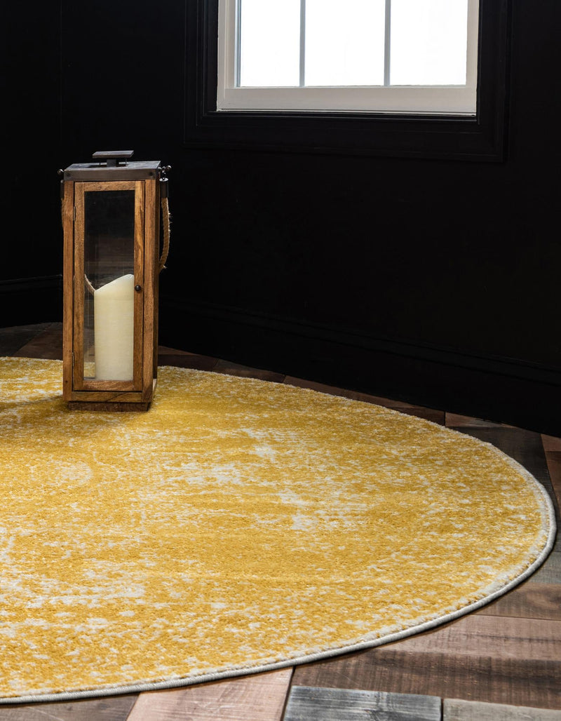 Dover Terrace Collection Area Rug - Lagoon (Yellow) Round Yellow lifestyle 3
