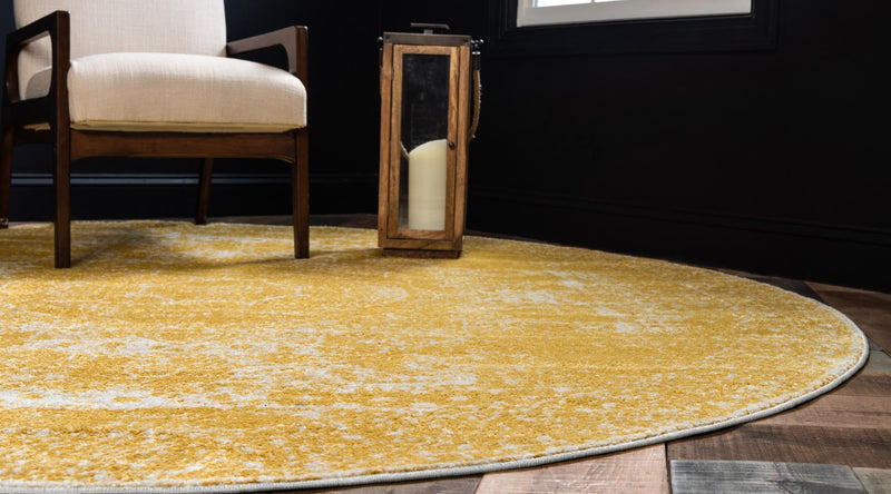 Dover Terrace Collection Area Rug - Lagoon (Yellow) Round Yellow lifestyle 6