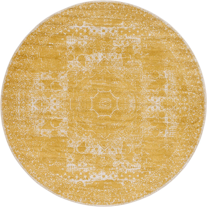 Dover Terrace Collection Area Rug - Lagoon (Yellow) Round Yellow Main