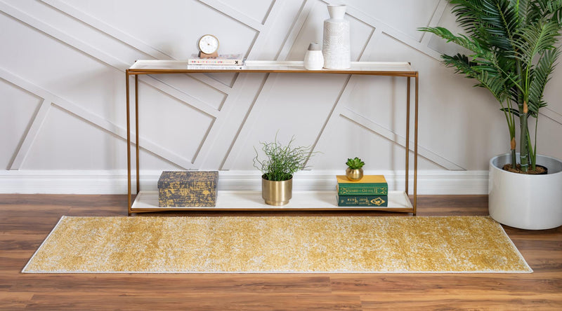 Dover Terrace Collection Area Rug - Lagoon (Yellow) Runner Yellow lifestyle 3