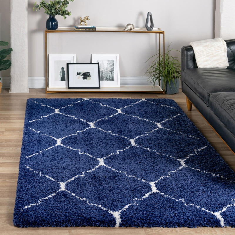 Casablanca Comfort Collection Area Rug - Medina Rectangle Navy Blue lifestyle 53