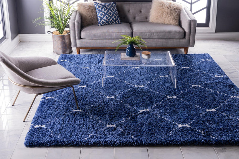 Casablanca Comfort Collection Area Rug - Medina Square Navy Blue lifestyle 50