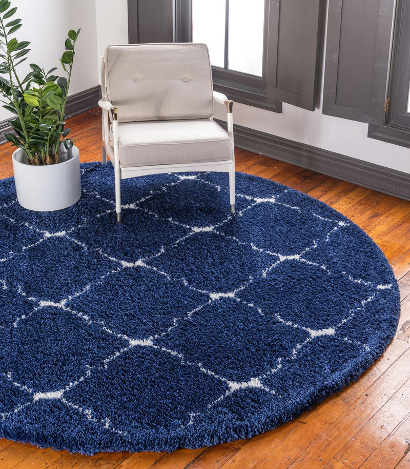 Casablanca Comfort Collection Area Rug - Medina Round Navy Blue lifestyle 72