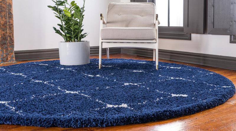 Casablanca Comfort Collection Area Rug - Medina Round Navy Blue lifestyle 103