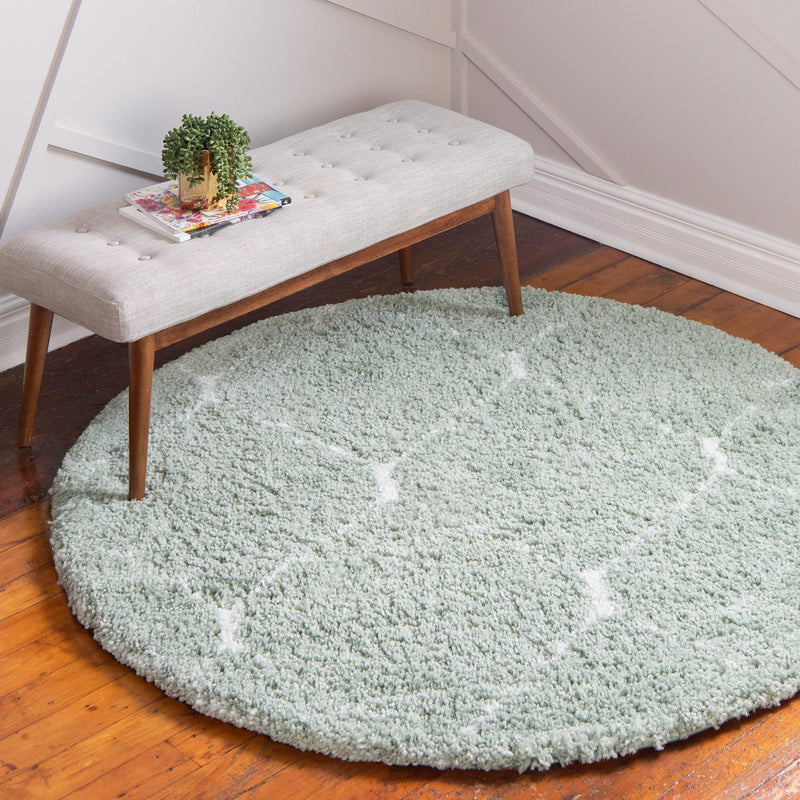 Casablanca Comfort Collection Area Rug - Medina Round Light Green lifestyle 74