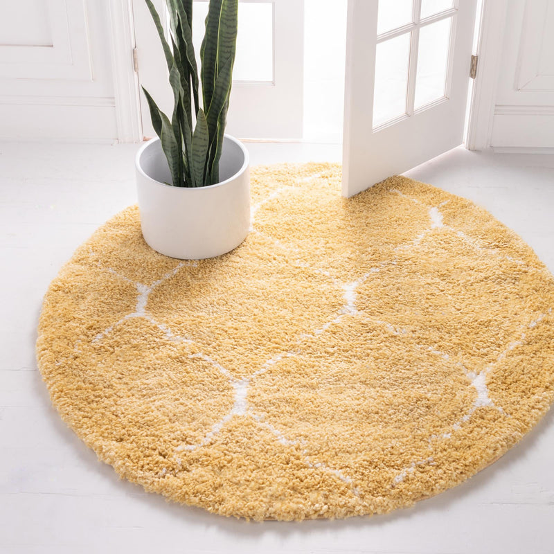 Casablanca Comfort Collection Area Rug - Medina Round Yellow lifestyle 39