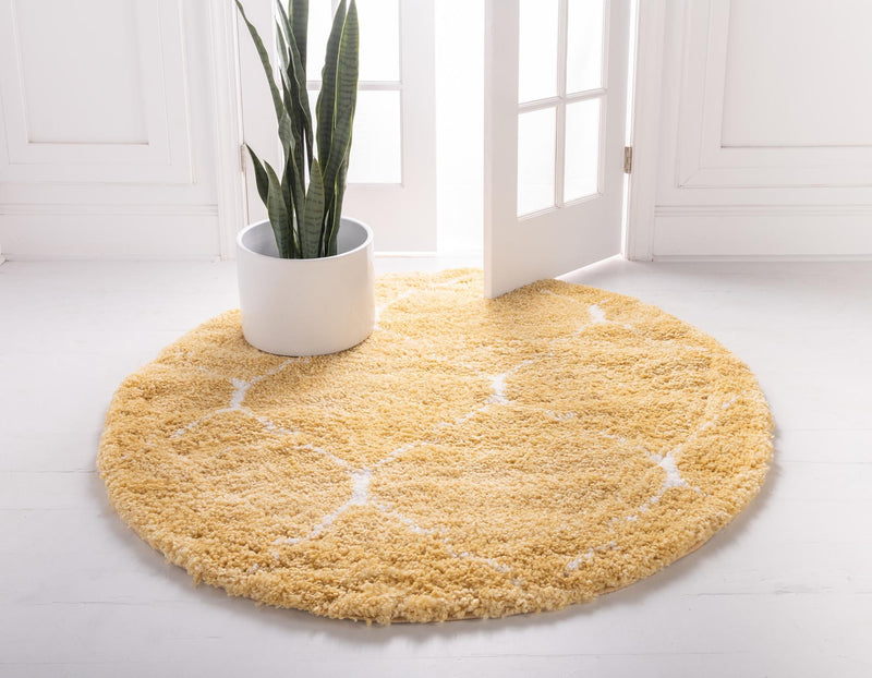 Casablanca Comfort Collection Area Rug - Medina Round Yellow lifestyle 46