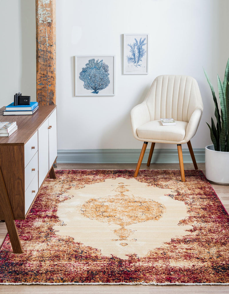 Coastal Haven Collection Area Rug - Dunescape Rectangle Red lifestyle 5