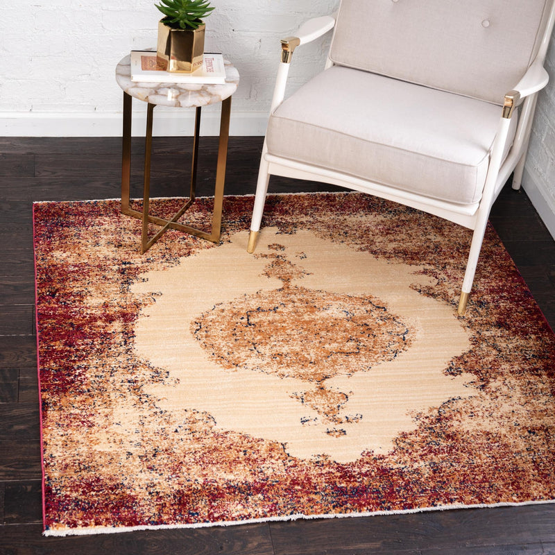 Coastal Haven Collection Area Rug - Dunescape Square Red lifestyle 56