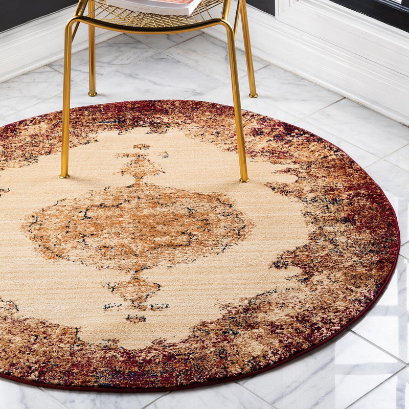 Coastal Haven Collection Area Rug - Dunescape Round Red lifestyle 38