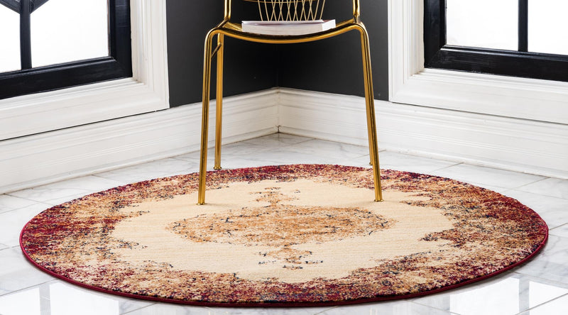 Coastal Haven Collection Area Rug - Dunescape Round Red lifestyle 45