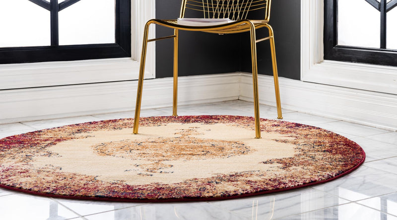 Coastal Haven Collection Area Rug - Dunescape Round Red lifestyle 50