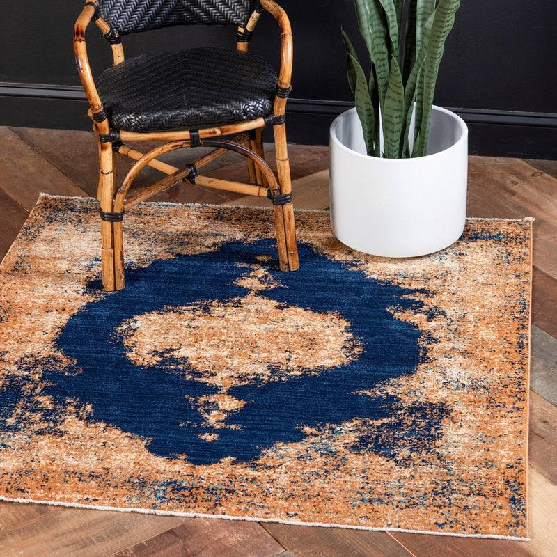 Coastal Haven Collection Area Rug - Dunescape Square Navy Blue lifestyle 41