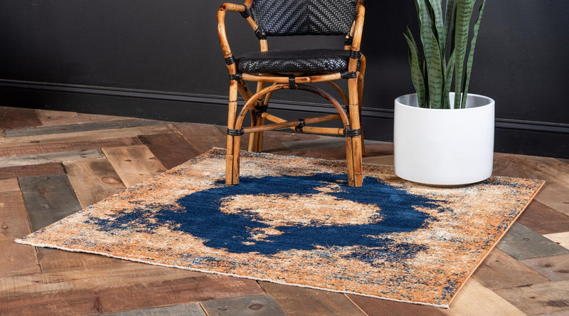 Coastal Haven Collection Area Rug - Dunescape Square Navy Blue lifestyle 46