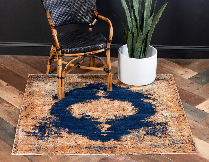 Coastal Haven Collection Area Rug - Dunescape Square Navy Blue lifestyle 52
