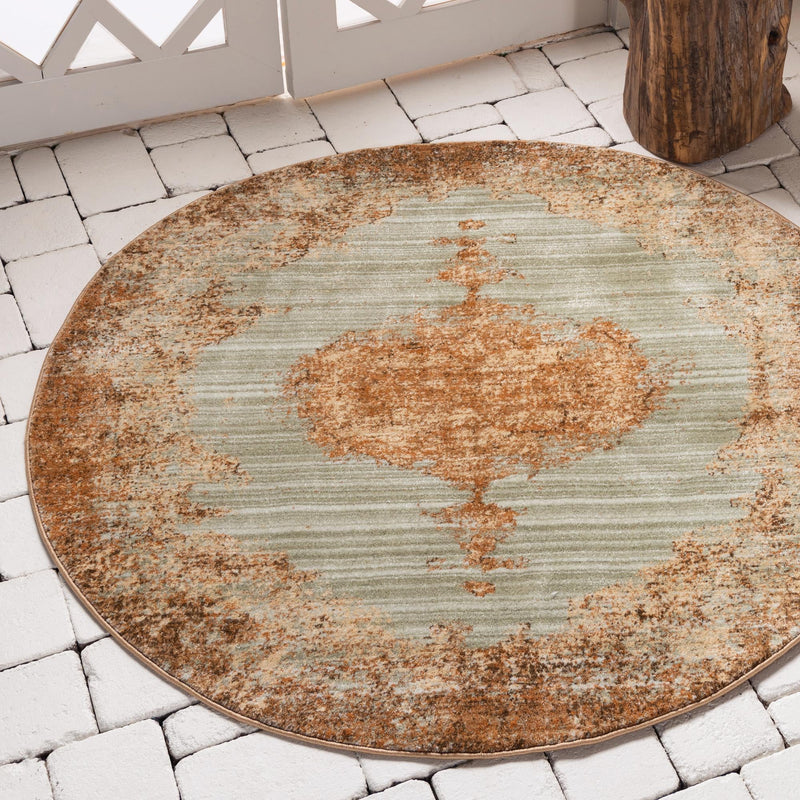 Coastal Haven Collection Area Rug - Dunescape Round Light Green lifestyle 60
