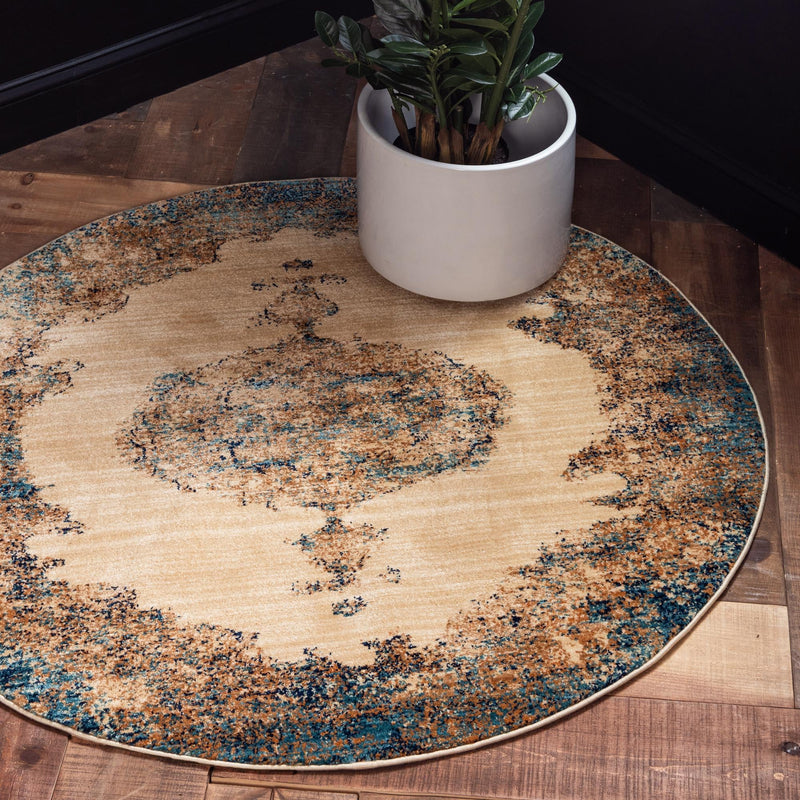Coastal Haven Collection Area Rug - Dunescape Round Beige lifestyle 62
