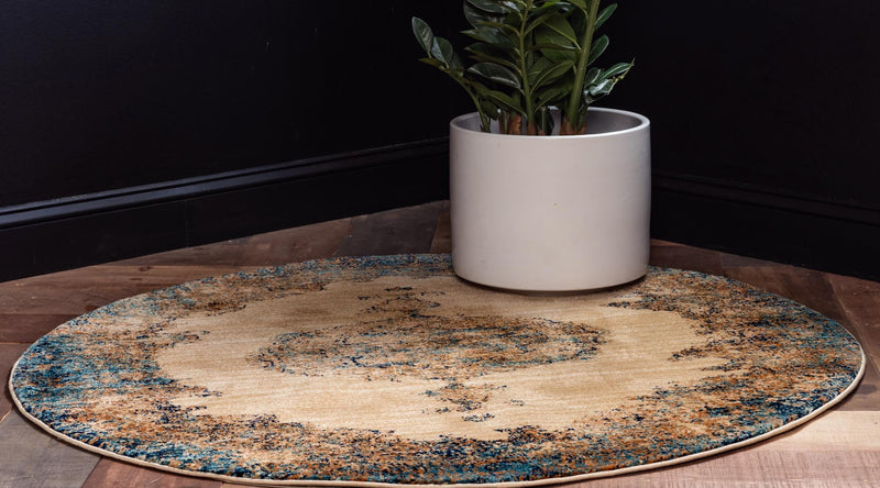 Coastal Haven Collection Area Rug - Dunescape Round Beige lifestyle 74