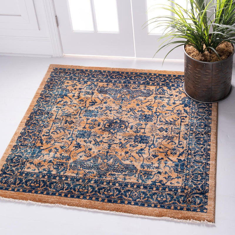 Coastal Haven Collection Area Rug - Mariner Square Orange lifestyle 14