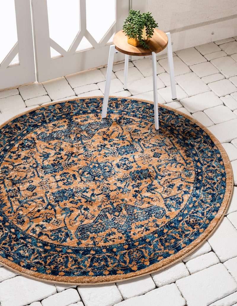 Coastal Haven Collection Area Rug - Mariner Round Orange lifestyle 15