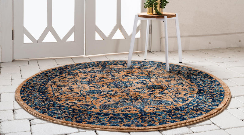 Coastal Haven Collection Area Rug - Mariner Round Orange lifestyle 18