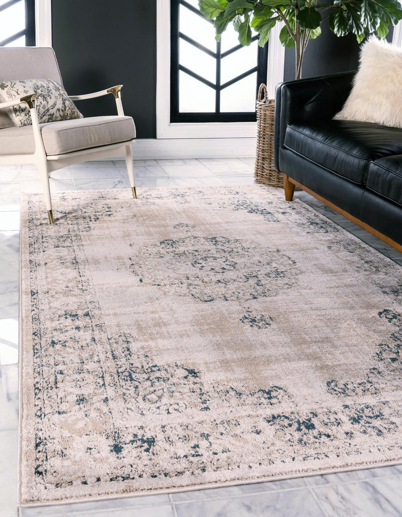 Heirloom Harbor Collection Area Rug - Heritage Rectangle Beige and Blue lifestyle 9