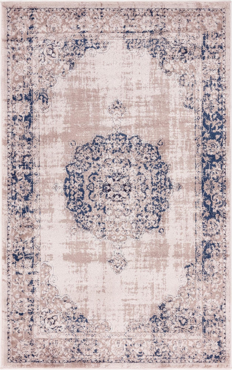 Heirloom Harbor Collection Area Rug - Heritage Rectangle Beige and Blue lifestyle 4