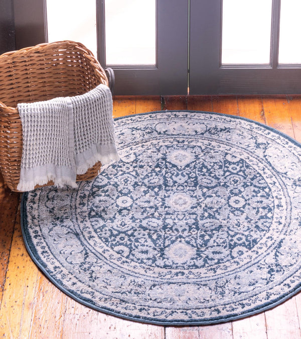 Heirloom Harbor Collection Area Rug - Cove Round Dark Blue lifestyle 37